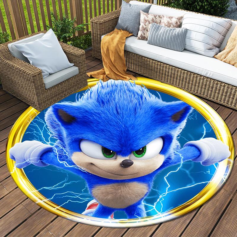 Sonic Printed Chair Rug for Home Office Use, Living Room Kitchen Game Room Round Carpet