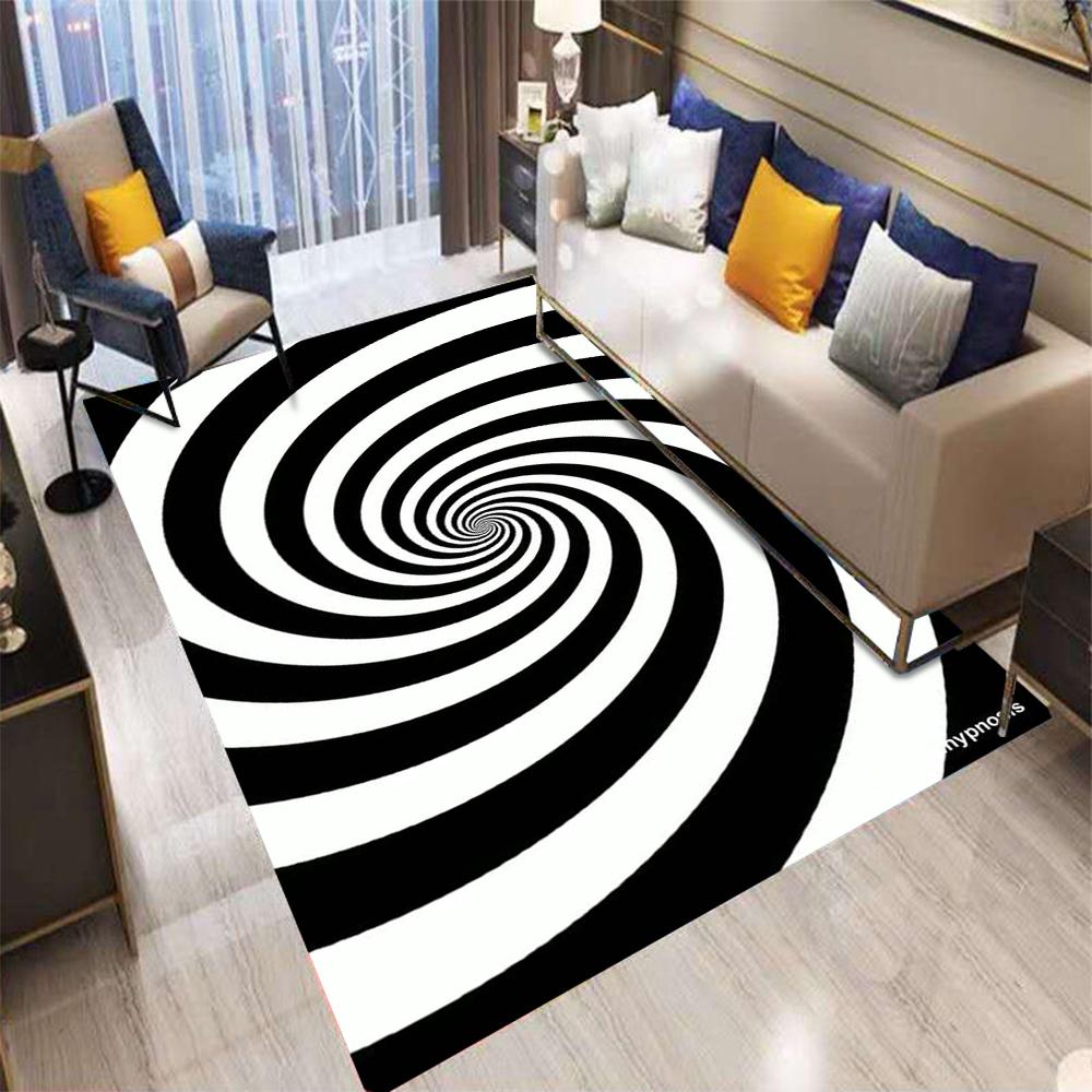 

Black White Vortex 3D Carpet Non-slip Washable Rug for Living Room Bedroom Sofa Table Entrance Home Decor 50X80CM