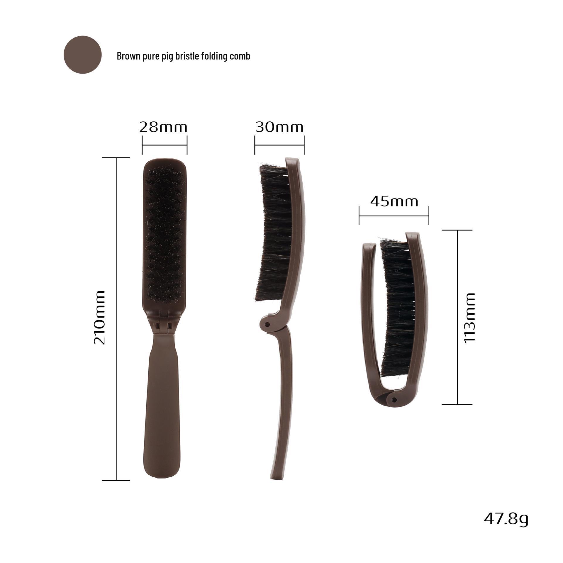 Portable Anti-static Boar Bristle Folding Comb for Men s Pompadour Hairstyling and Volume Control
