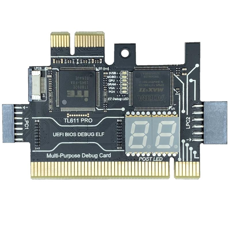 

Діагностична карта TL611 PRO, Діагностична карта PCIe для настільних ПК, материнських плат PCI для настільних ПК та ноутбуків(Чорний) чорний