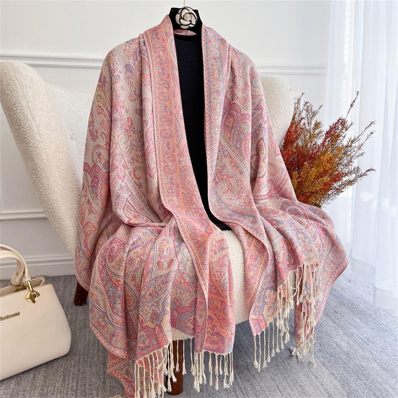 Autumn Bohemian Ethnic Paisley Cashmere Shawls Scarf for Women Warm Jacquard Pashmina Scarves Print Design Lady Foulard Stoles