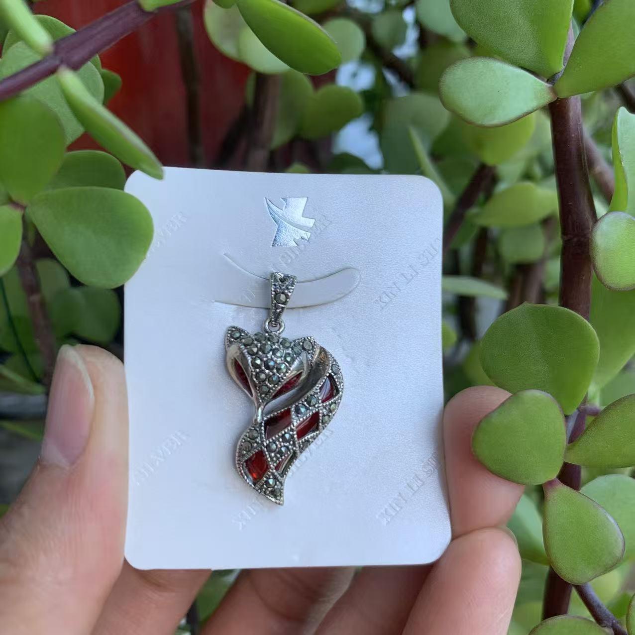 Clearance: S925 Sterling Silver Inlaid Pendant with Steel Mark S925 Silver