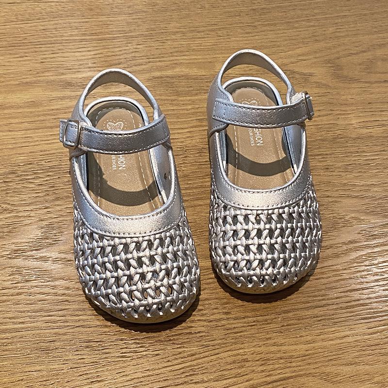 2025 Summer New Girls' Woven Turban Sandals - Soft Sole Toddler Princess Shoes