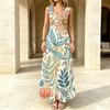 Women's Sleeveless Floral Print Maxi Dress Flowy & Comfortable,Versatile for Beach,Daily Street,Vacation,Spring & Fall Layering