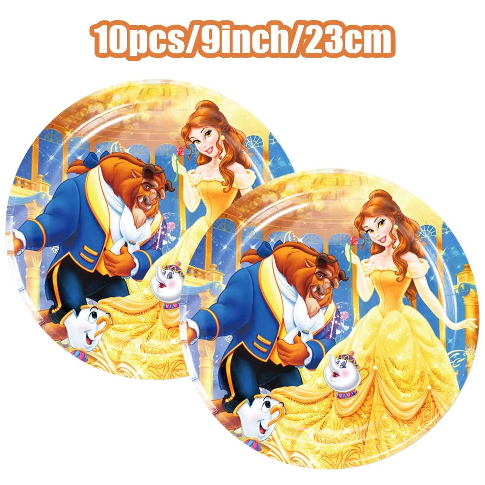 Beauty And The Beast Party Decoration Birthday Backdrop Belle Princess Paper Cup Plate Balloons For Girl Favor Gifts Baby Shower