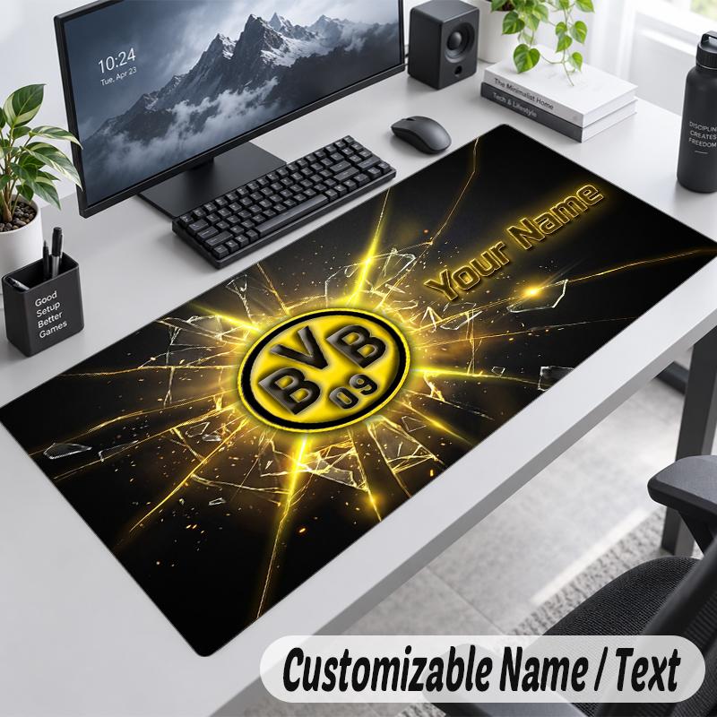 Custom Name Text Mouse Pad Borussia Dortmund Personalized Desk Pad For Work And Gaming