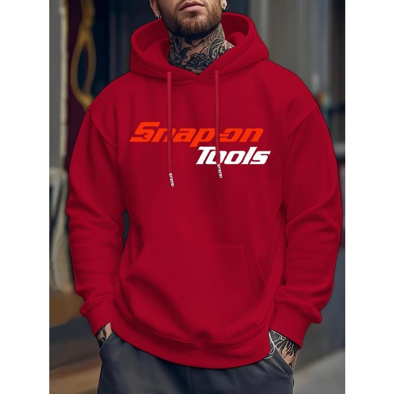 

Men s Casual Hooded Sweatshirt with Bold SNAP ON TOOLS Graphic Print - Green Winter Pullover, Regular Fit,Sweater Hoodie M