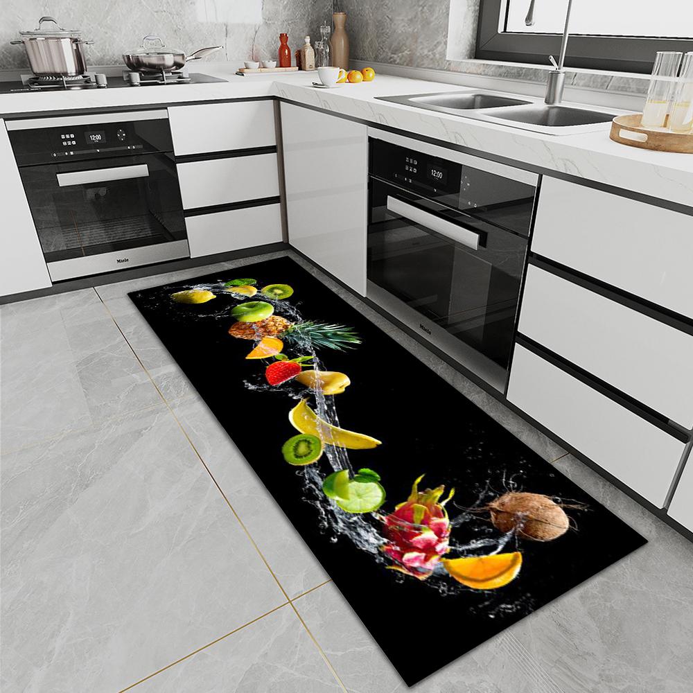 VIKAMA's New Household Tableware Entrance Rug Kitchen Absorbent Long Strip Bedroom Anti-Slip Crystal Velvet Floor Mat Home Decor