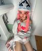 YOUHEE I Love Off Shoulder Sweatshirts Melange Gray