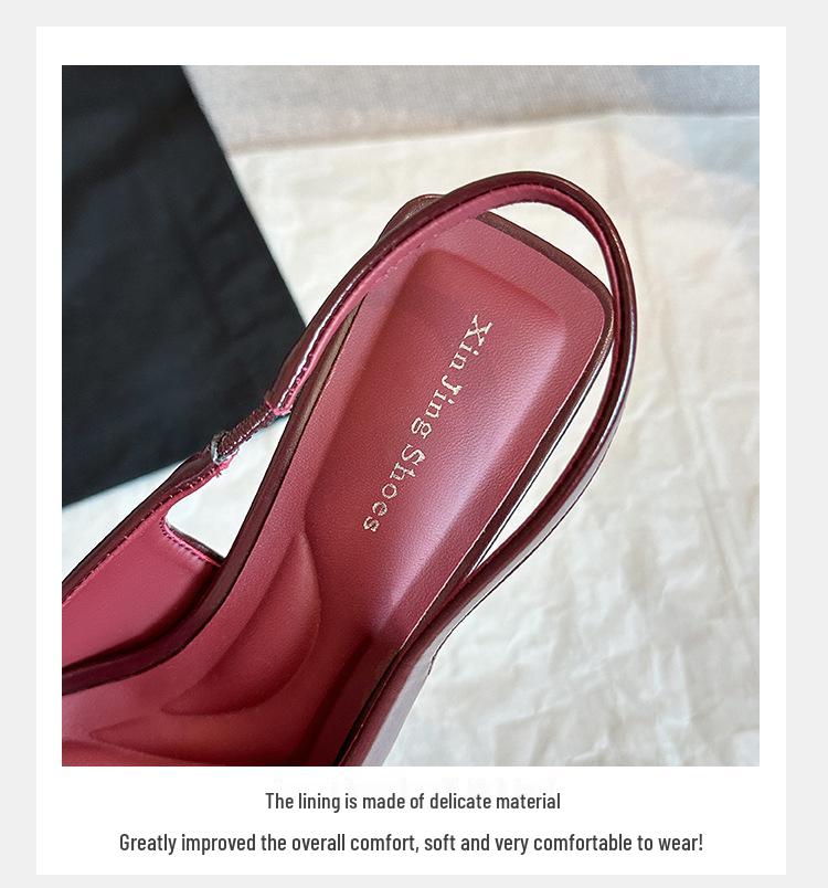 Red Pointed Toe Backless Stiletto Flats - Spring European American Style Fashion for Women