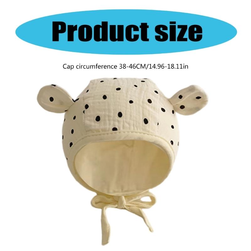 Lovely Earflap Hat with Chin Tie, Baby Fetal Caps Soft & Breathable Bonnet Fashionable Infant Hospital Hat for 0-1 Year