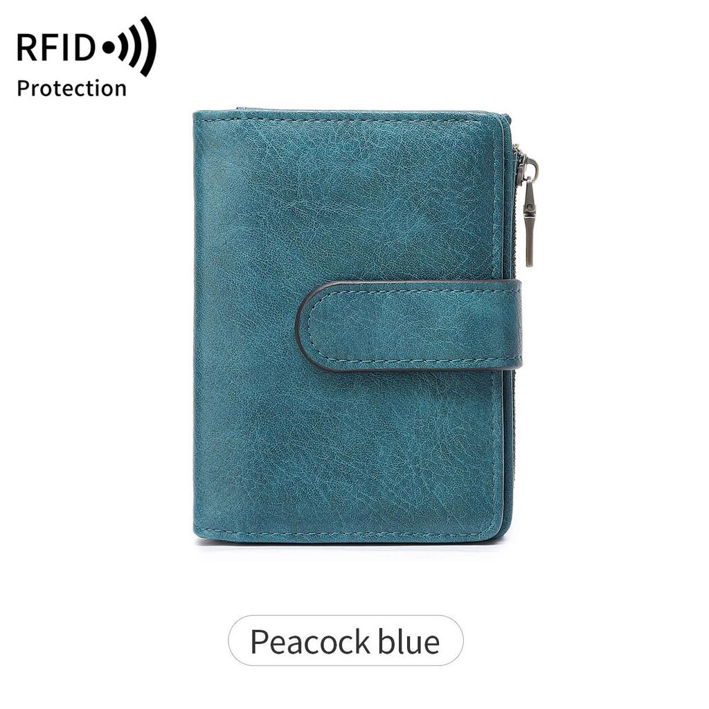 Anti-theft Brush Women's Short Wallet Korean Version Three-fold Portable Clutch Bag Simple Solid Color Wallet