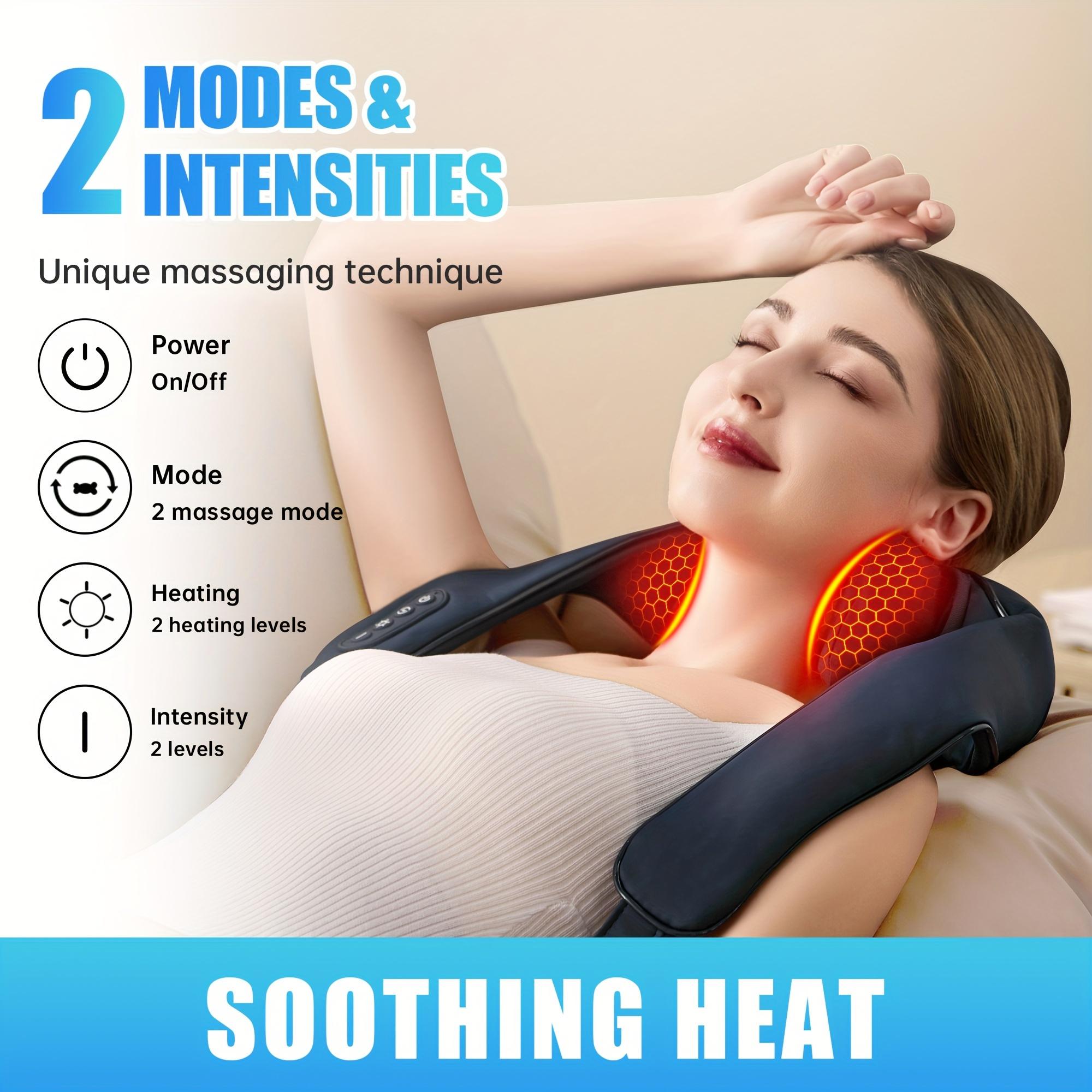 

1 шт. Массажер для шеи и спины шиацу с успокаивающим теплом, электрическая 4D разминающая массажная подушка для глубоких тканей для шеи, плеч, ног, расслабления мышц тела,