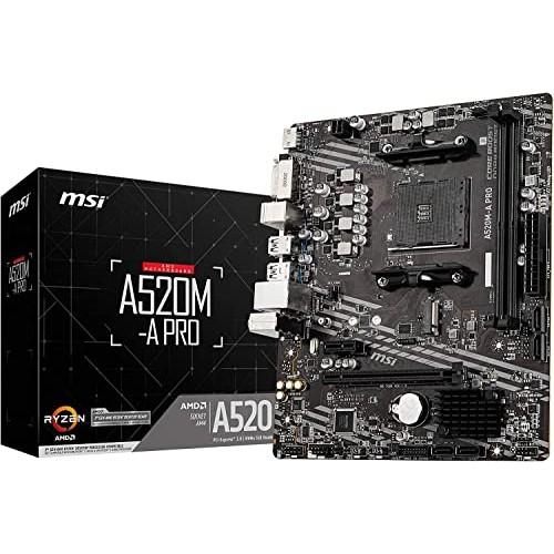 MSI Motherboard A520M-A PRO [Compatible with Ryzen 5000 Series (AM4)] [Popular Model for Beginners and Self-made Cost Performance] Micro ATX