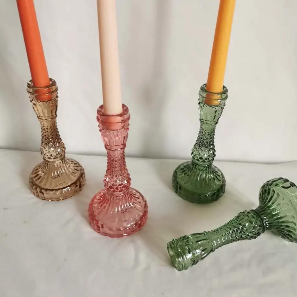 1PC Vintage Crystal Candle Holder Decoration Wedding Table Cristal Candle Stand Crystal Candelabra Taper Holder