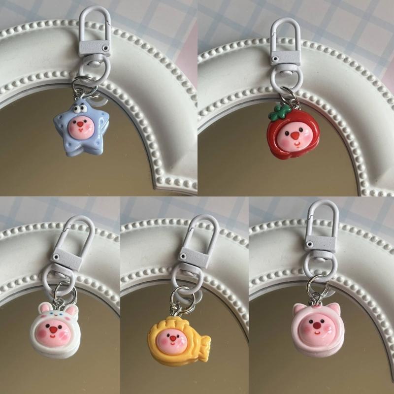 Cute Resin Keychain Loopy Keychain Resin Cartoon Doll Pendant Cute Accessories Perfect Gift for Woman Girls Children