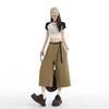 Street Style Washed Pleated Pocket Casual Pants For Women Loose Wide Leg Cropped Capri Pants Versatile Loose Straight Slimming FigureFlattering Design