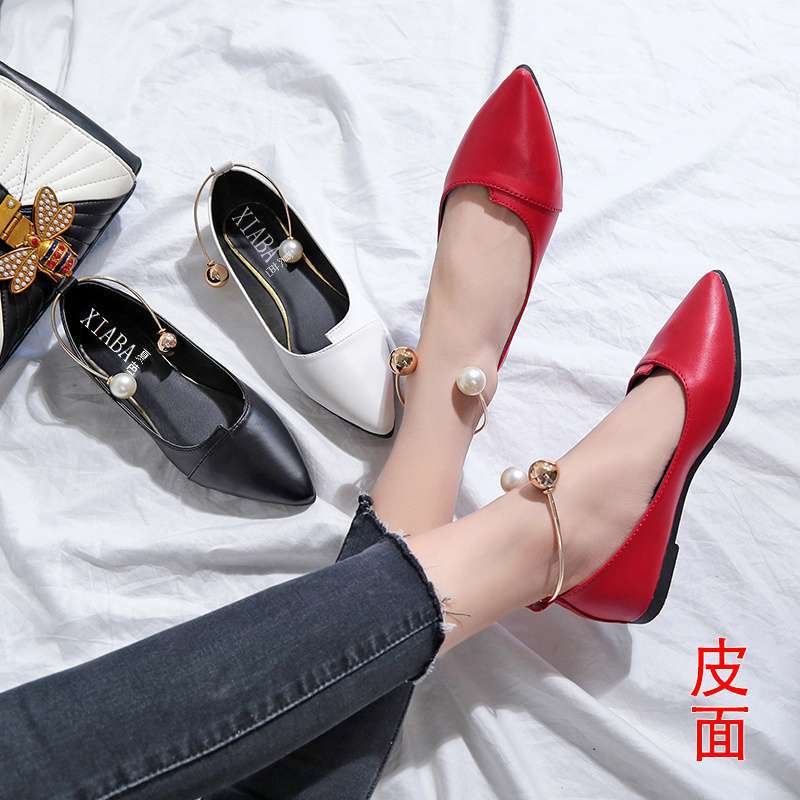 Pointed single shoes women's 2025 new versatile women's shoes spring flats black autumn shallow beanie shoes