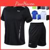 Stylish Mens 2pc Sport Wear Tracksuit With Breathable Short Sleeve T-shirt And Shorts