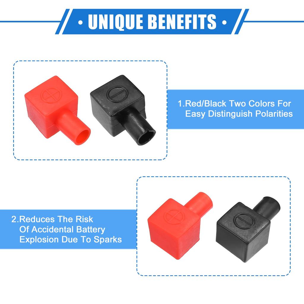 VekAuto 3 Pairs 30mm Length 7mm 0.28" Car Terminal Post Cap for Motorcycle Truck Marine PVC Red Black