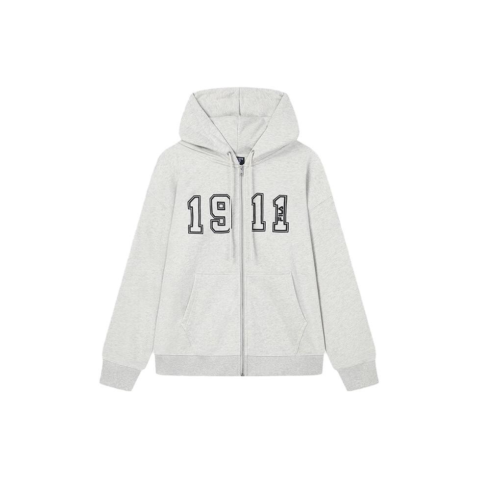 

FILA Digital Letter Zipper Hoodie Jacket Unisex Jacket Ivory Gray F11U339501F-MG M
