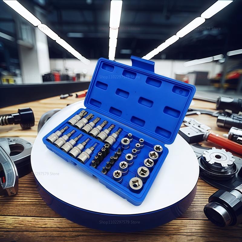 34Pcs Torx Star Sockets & Bit Set E-Security Bits Drive Hand Tools for Automotive Repair, Home DIY, and Professional Use