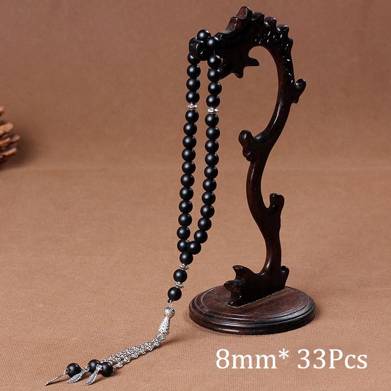 33 Prayer Rosary Beads 8mm Natural Stone Agate Color Optional For Islamic Tasbih Muslim Men Allah Mohammed Meditation Pendant