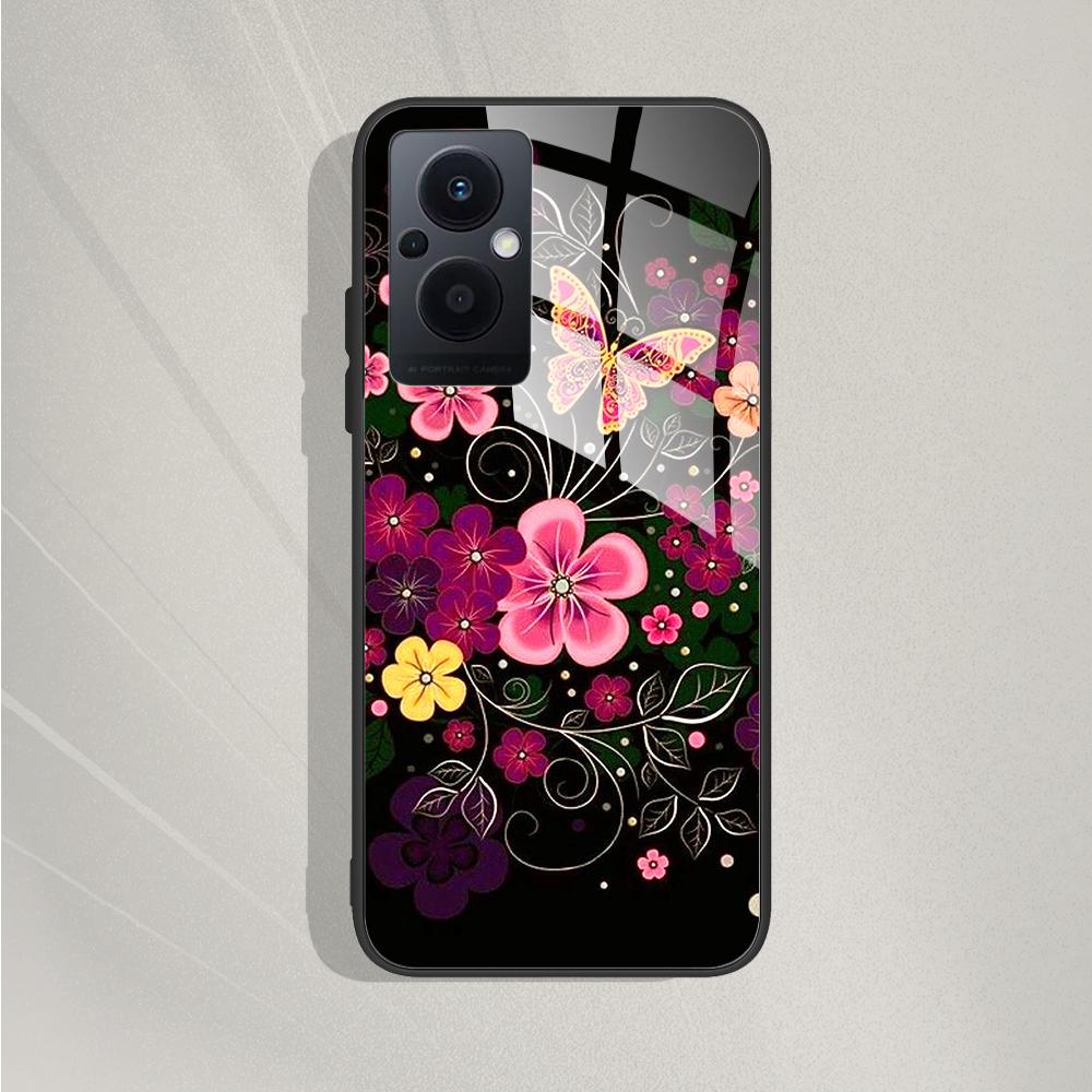 Per OPPO Reno 8 Lite 5G Custodia Cover Reno 7Lite Paraurti per Telefono Custodia in Vetro Temperato Per OPPO Reno7 Lite / Reno8 Lite Fundas Capa