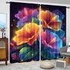 2pcs, Polyester Material, Vibrant Colorful Flower and Leaf Pattern Print, Light Filter Curtains, Suitable for Bedroom, Living