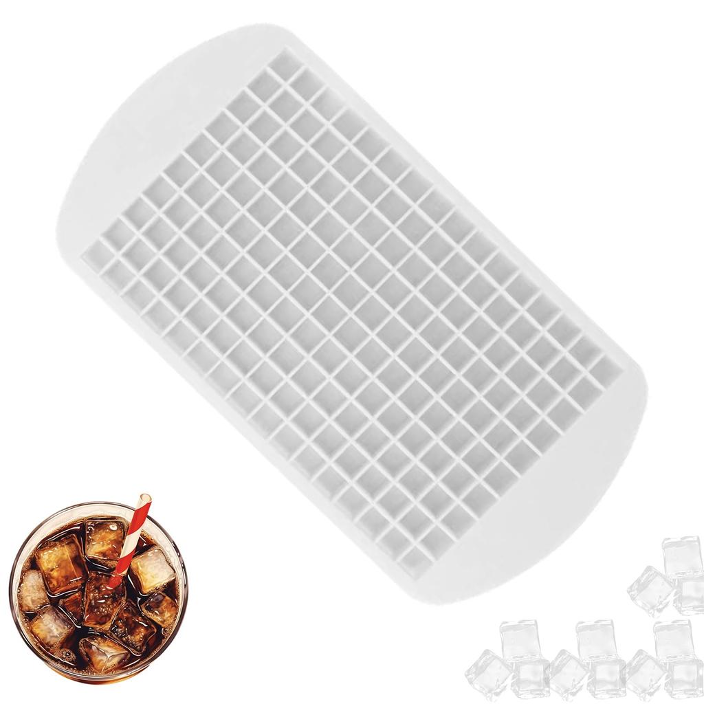 BOJIDO Silicone Ice Square Ice Mini Ice Home Ice Easy Ice Large Capacity Tray, Cubes, Tray, Maker, Removal, 160-Cell (White) [Product]