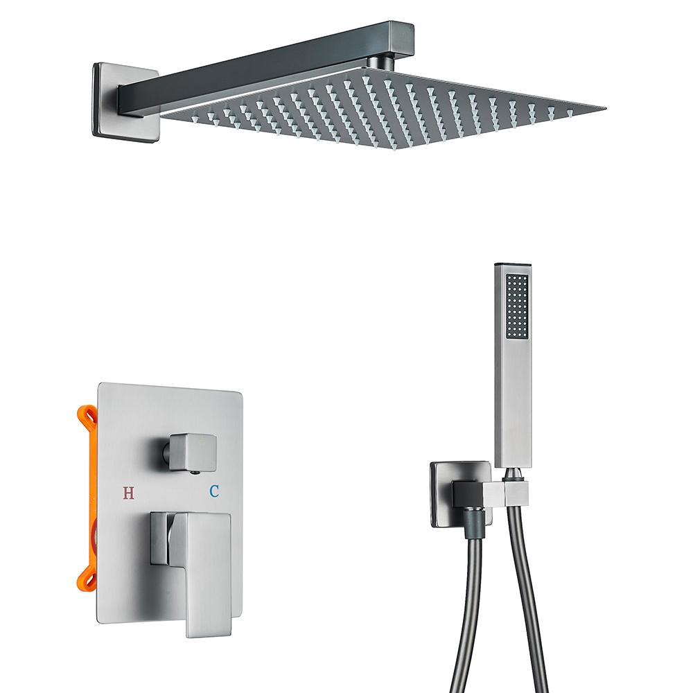 

Встроенный серый смеситель для душа Rainfall 10 с вращающимся изливом для ванной комнаты, смеситель для душа для ванны, смесители для скрытого монтажа