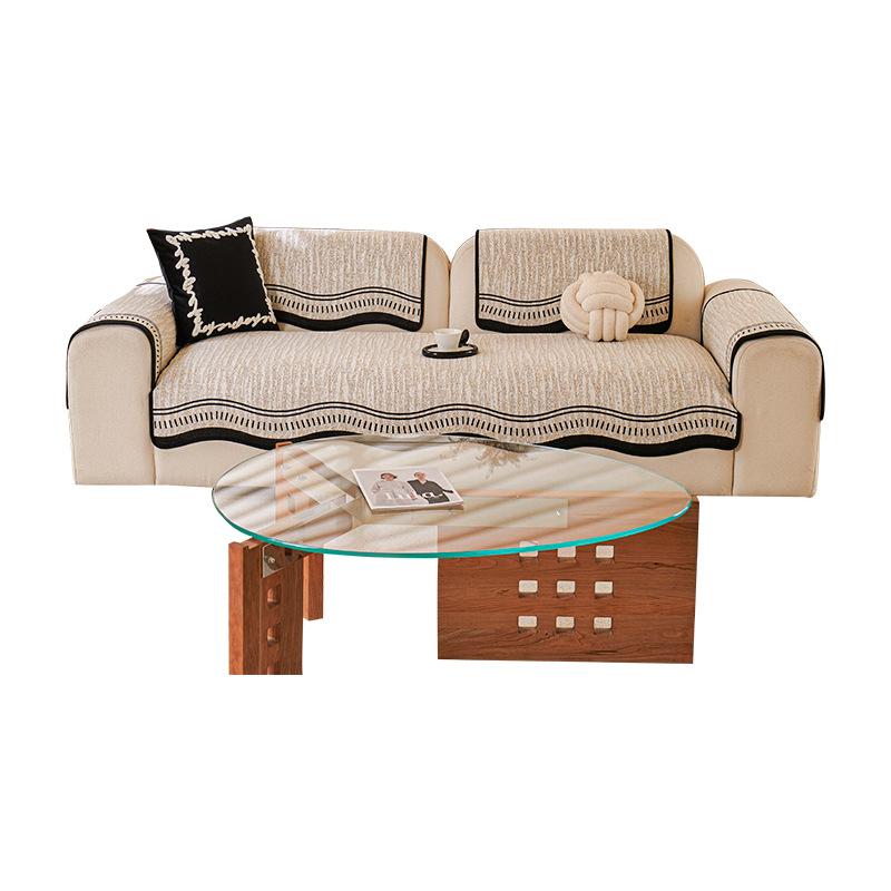 Premium Leather Sofa Cushion Plush  New Four-Season Universal Fixed Non-Slip Straight Row Seat Cushion Cover Cloth Cover