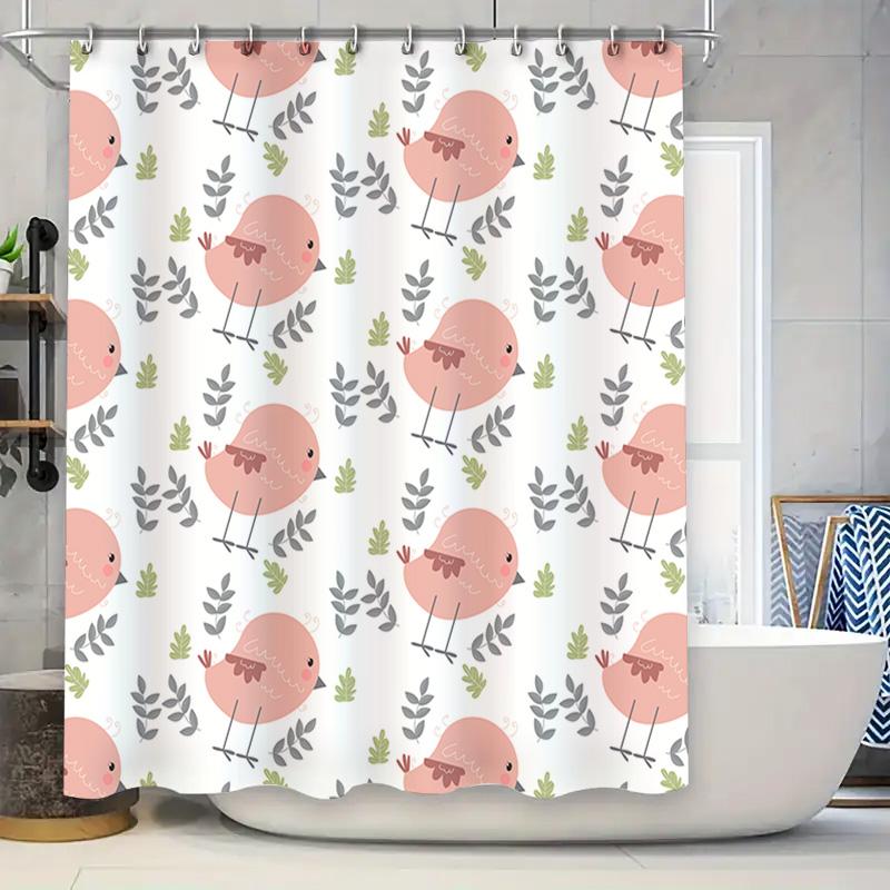 

Decorative Birds Shower Curtain Pink Floral Pattern For Bathroom Decor Rustic Home Decor Bath Mat Waterproof Size: 72 X 84 Inche W60H190(CM)-1 Pcs