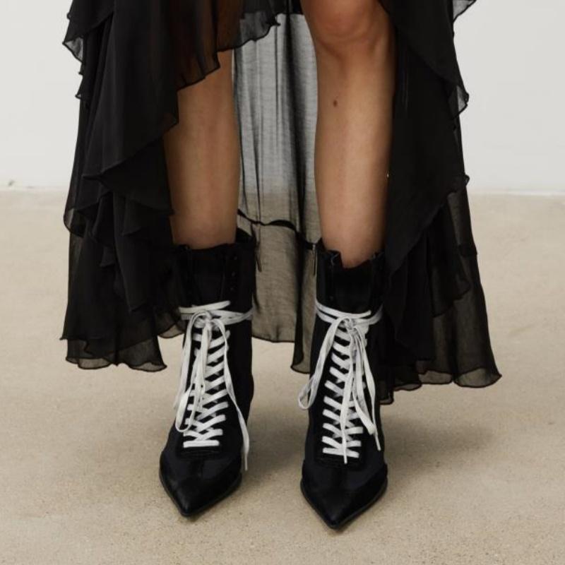 Fashion Designer Luxury Strange Heel Pointed Toe Women Knight Boots Women All Match Retro High Heel Ankle Boots Female Runway Shoes New