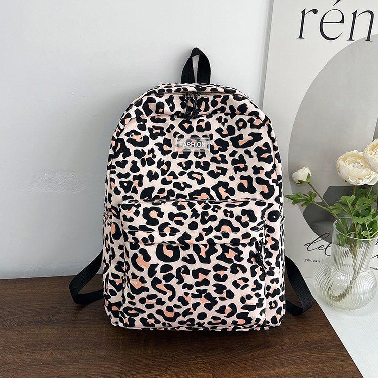 High School Student Schoolbag Leopard Print Backpack New Backpack Female Cow Print Cute Schoolbag