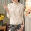 Women Spring and Summer White Collar Lace Bottoming Shirt Long Sleeve Short Sleeve Shirt