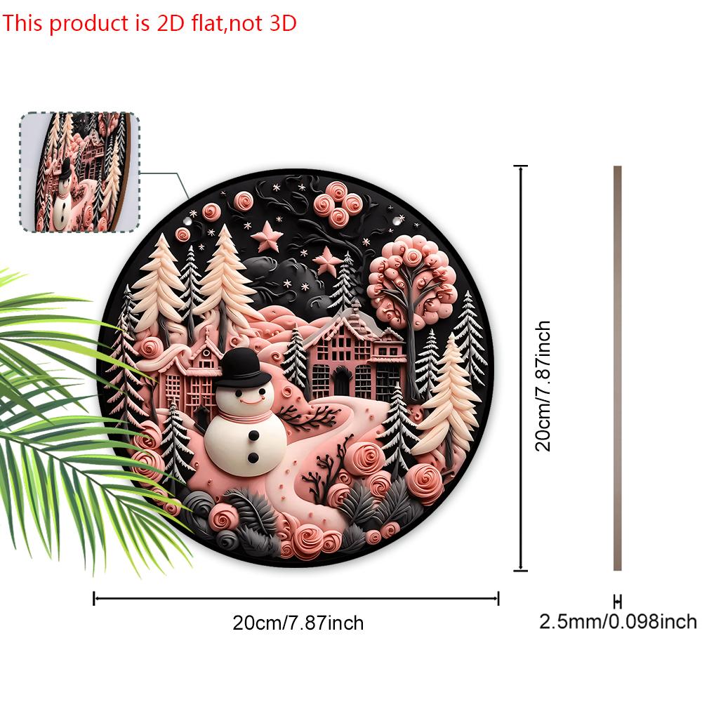 Pink Christmas Wooden Sign with Snowman Pattern - Navidad Sign for Front Door, Yard, Wall Hanging Decor - Ideal Christmas Gift for Friend