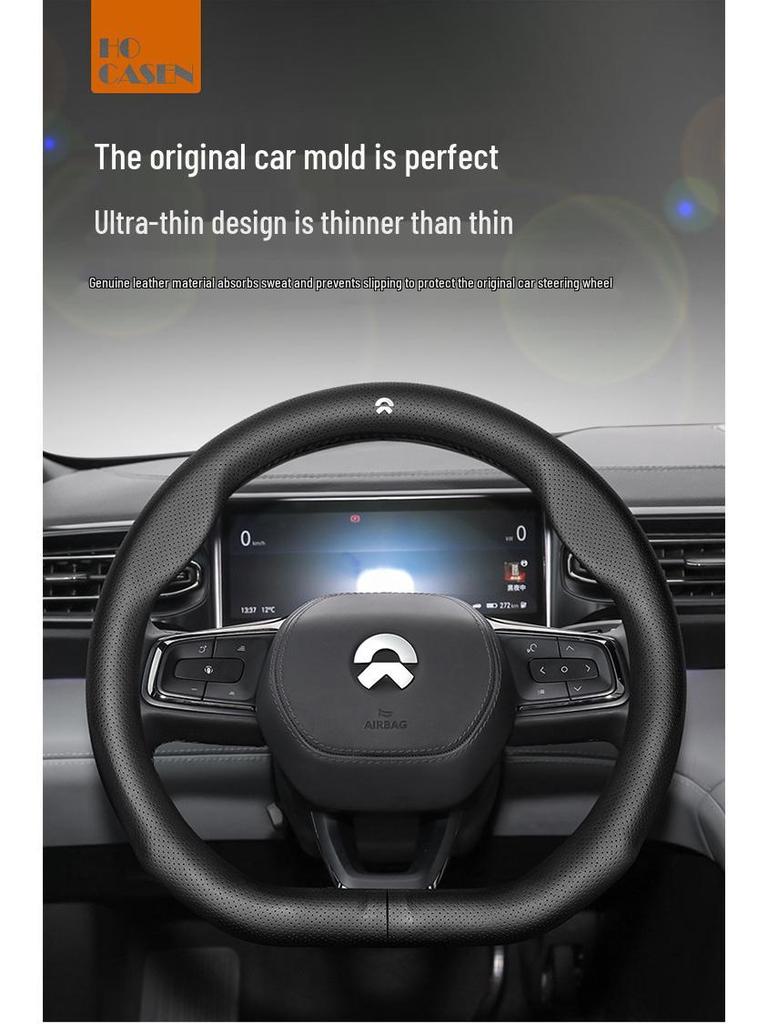 Nio Echtes Leder Lenkradbezug für EC6/ES6/ES8/ET7 – Ganzjahres, Rutschfest