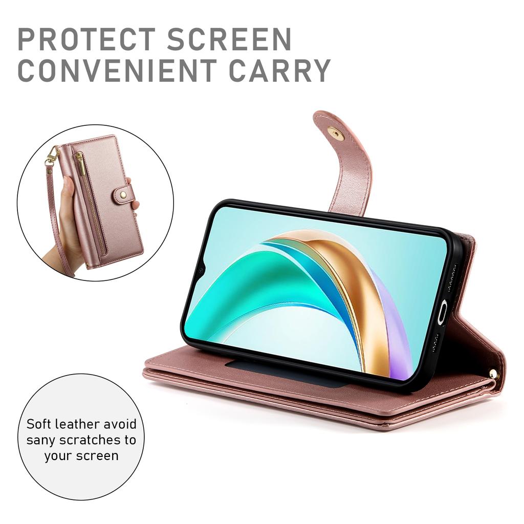 For Huawei nova 14 Pro 5G Case Zipper Pocket Wallet Leather Phone Cover with Straps