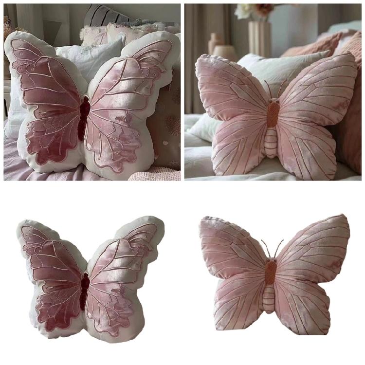 Butterfly Shape Throw Pillow Butterfly Stuffed Cushion Pad Pink Butterfly Plush Pillow Velvets Decorative Animal Pillow