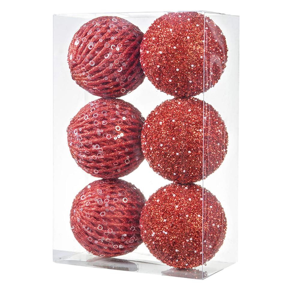 

6Pcs/Set 10cm Christmas Ball Foam + Plastic Xmas Tree Decoration Holiday Hanging Ornament A