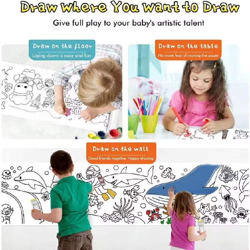 30*89cm Rolos de Grafite para Crianças Extra Longo Jardim de Infância Bebê Rolo Colorido Ferramenta de Desenho Papel Brinquedos Educacionais