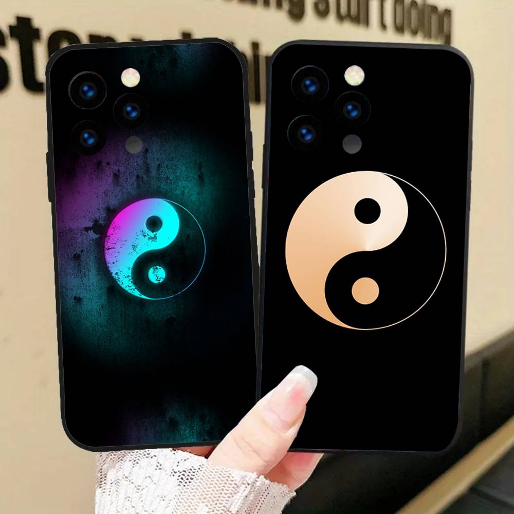 Tai Chi Symbol Phone Case For IPhone 17 Air 16 15 14 13 Pro Max 11 12 Black Silicone Cover