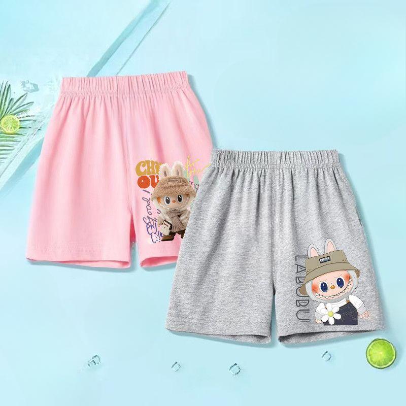 

Two-piece Summer Girls Casual Labubu Pure Cotton Pants, Children s Fashionable Capri Pants 150