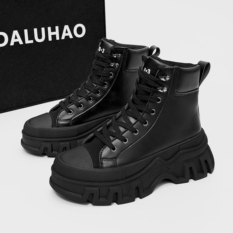 SLNU3 new shoes thick sole heightening leather surface leisure sports high top cross-border large size shoes