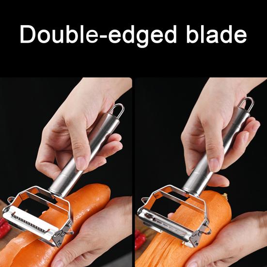 Fruit Vegetable Peeler Stainless Steel Melon Planer with Serrated Blade Ergonomic Non-Slip Grip Dishwasher Safe Kitchen Peeler