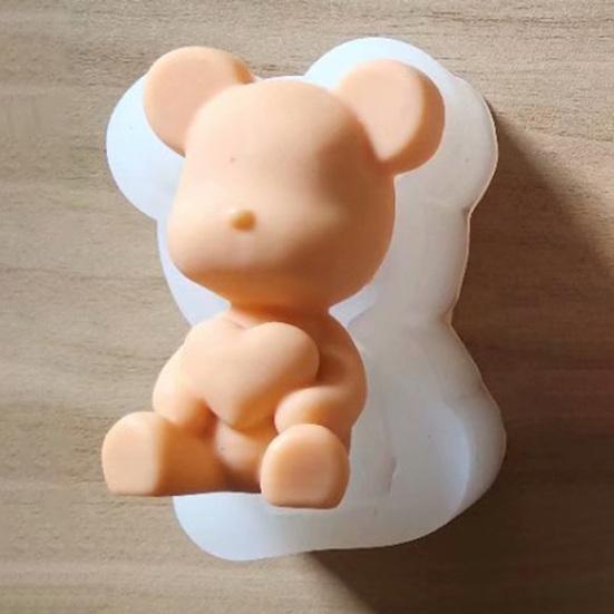 Chocolate Mold Safe No Residue Non-stick Silicone Bear Heart LOVE Pattern Baking Mould for Valentine's Day