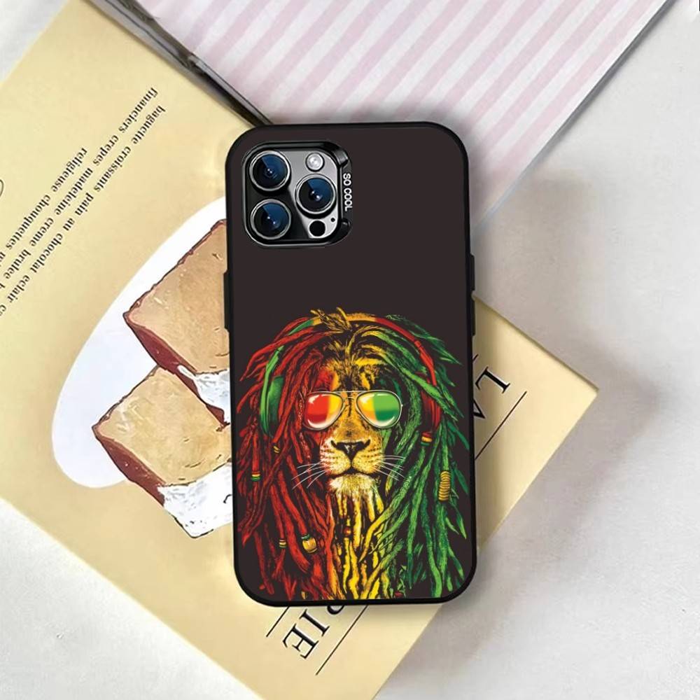 J-Jamaica Bob M-Marley Lion Phone Case For iPhone 17,16,15,14,13,12,11 Plus,Pro Max,XS,Colorful Silver Black Cover iPhone15
