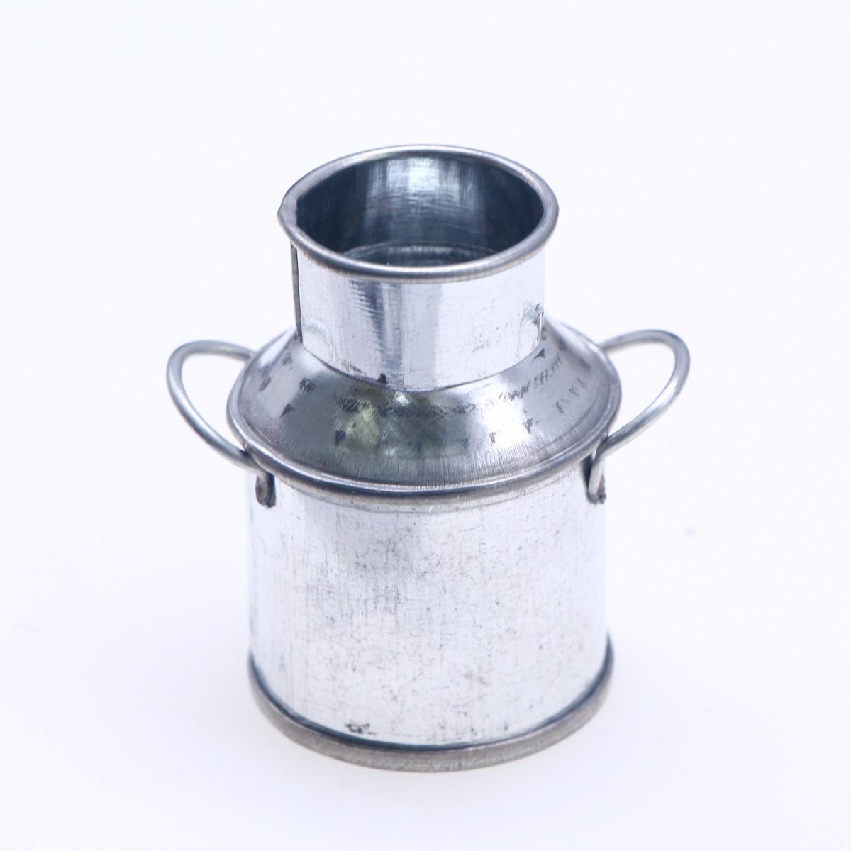 Miniature Dollhouse Tin Milk Pot and Flower Bucket Set Ornament