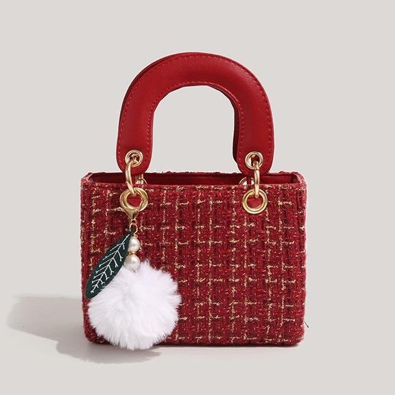 

New style women s bag small square bag women s simple portable shoulder bag fashion trend messenger bag with pendant